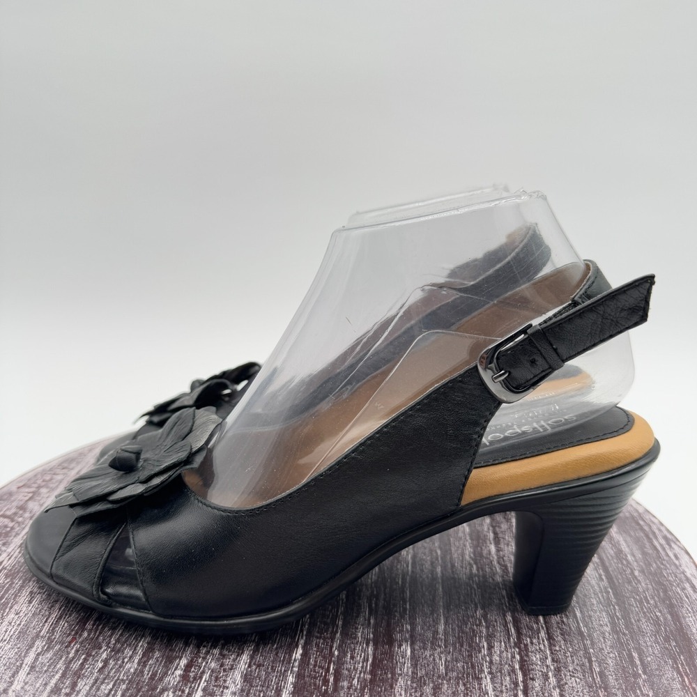 Softspots Heels Womens 7.5 M Genuine Leather Floral Slingback Comfort Shoes
